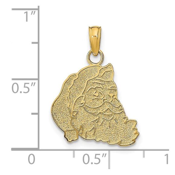 14k Yellow Gold Textured Flat Santa Face Charm